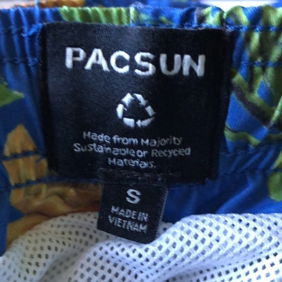 PacSun Sunflower Print Blue Yellow Swim Trunks Mens Small - Picture 4 of 12